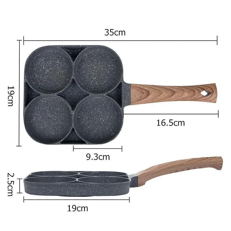 LMETJMA Pancake Egg Frying Pan 4 Cups Omelet Poached Egg Pan for Breakfast Divided Coating with Non Sticking Handle JT888