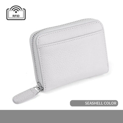 Credit Card Holder Wallet Rfid Blocking Slim Genuine Leather Organizer Zipper Pocket Id Card Pouch Case Purse With 20 Card Slots