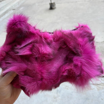 Winter Fox Fur Bag Women's  Bag Fashion  Handbag Ladies Bags Purses Women Shoulder Bag Real Silver Fox Fur Messenger Bags