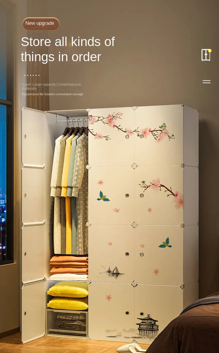 New Style Collapsible Bedroom Furniture Assemble Wardrobe Plastic Durable Clothes Cabinets Simplicity Large Space Storage Locker - Kimlud