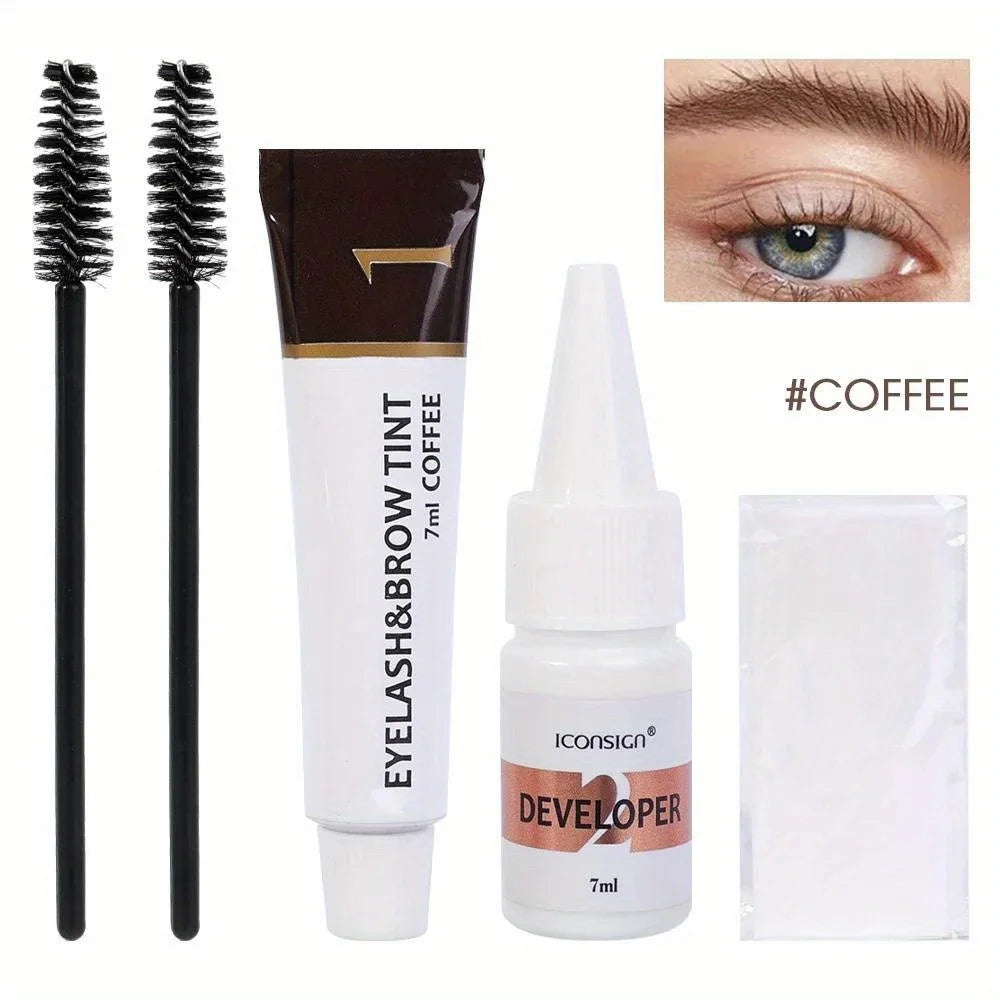 2 in 1 Eyelash and Eyebrow Tinting Kit, Professional Beauty Makeup Tool for Eyebrow and Eyelash Coloring, Suitable for Daily - Kimlud