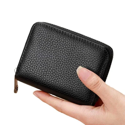 Multi Slot Card Holder Vintage Small Wallet Women Men Business Bank Credit Card Bag Male Coin Pouch Solid Leather Zipper...