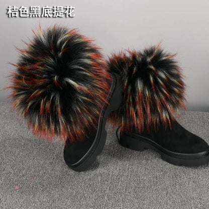 Luxury Faux Fur Fox Artificial Raccoon Shoes Cover Leg Warmers Ankle Boots Feet Cuffs Socks Cover Shoes Sleeve Elastic DIY - Kimlud