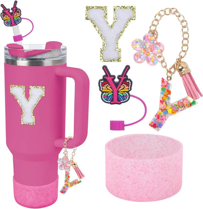 Accessories for Stanley Cup 40oz 30oz Letter Charms for Handle Silicone Boot,Straw Cover Topper & Sticker Charms