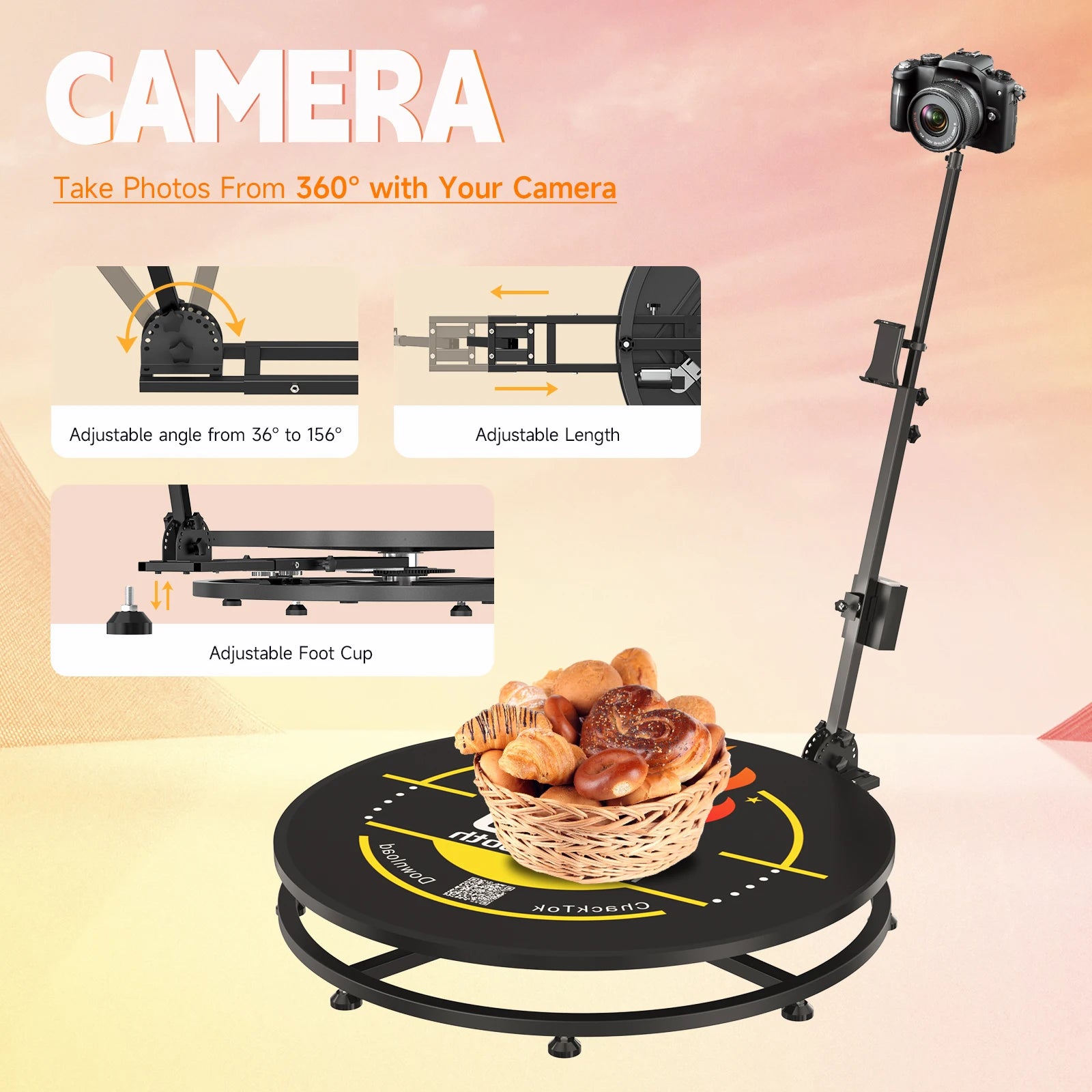 CHACKTOK 360 Photo Booth Machine for Parties 360 Spin Camera Booth with Extra Logo Customization Software APP Remote...