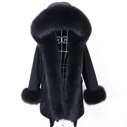 2023 Super Hot  Winter Jacket Hooded Long Overcoat Parkas Female Clothes Removable Real Fox Fur Collar Coats Woman