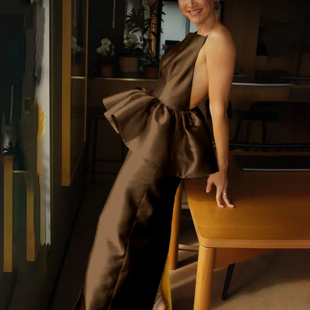 Summer Fashion Custom Made Evening Gown Vibrant Strapless Backless Sleeveless Cocktail Dress Simple Elegant Charming Dress