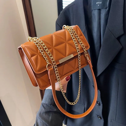 Trendy Quilted Chain Crossbody Shoulder Bag, Stylish Multi Color Small Square Purse, Chic & Perfect for Women's Everyday Use - Kimlud