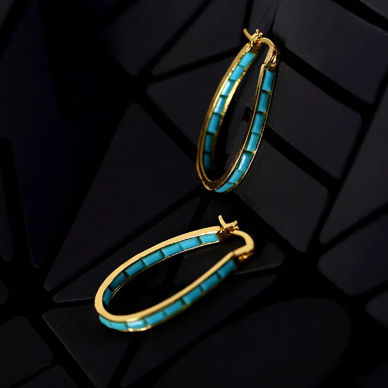 Simple Gold Color  U Shaped Metal Hoop Earrings for Women Bohemian Earings Jewelry Accessories Gift free shipping