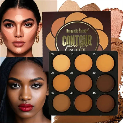 Dark Skin Tone 9-in-1 Face Palette Waterproof Concealer 9 Shades Contour Bronzer Wheat Makeup Palette for Women