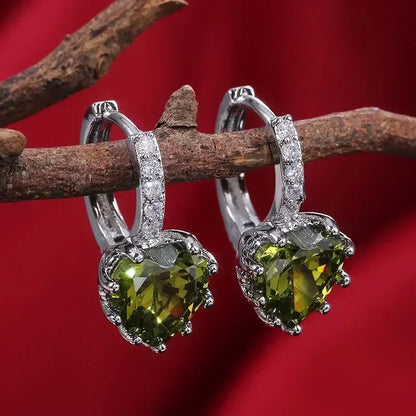 Fashionable Banquet Elegant Emerald Cubic Zirconia Earrings, High-end Inlaid Wedding Style Swaying Jewelry Accessories |...