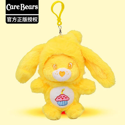New Genuine Carebears Plush Rabbit Hat Keychain Rainbow Bear Doll Pendant School Bag Ornament Gift
