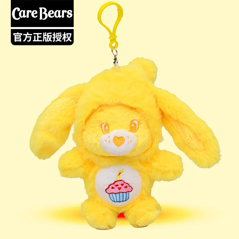 New Genuine Carebears Plush Rabbit Hat Keychain Rainbow Bear Doll Pendant School Bag Ornament Gift