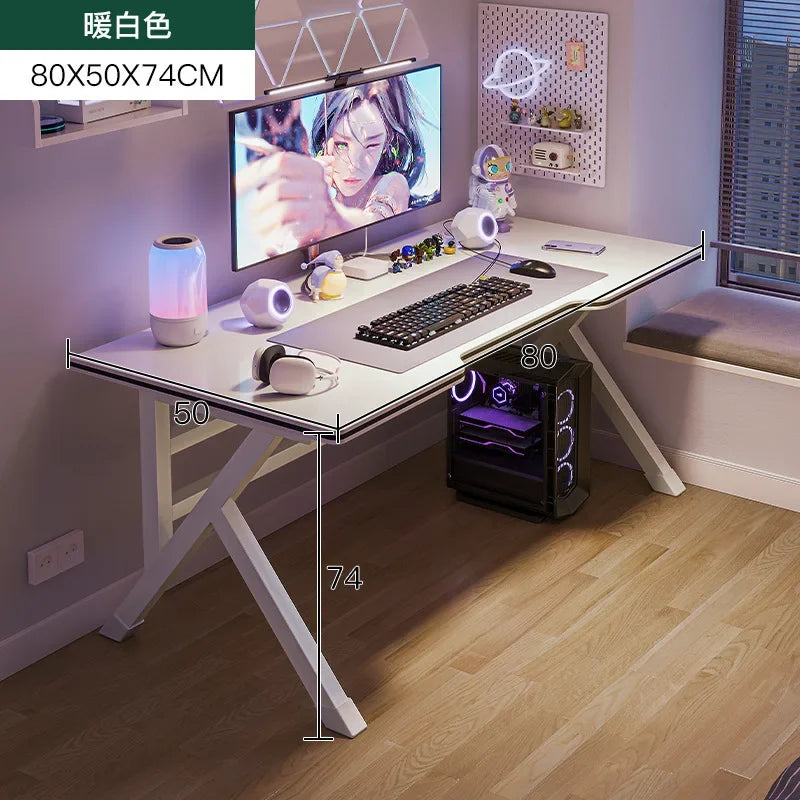 Ergonomic Large Gaming Desk, K-Shaped Gaming Table, PC Gaming Workstation Home Office Desks, Space-Saving, Easy to Assemble