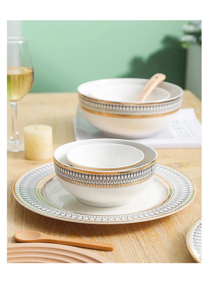 European Ceramic Steak Plates Household Tableware Golden Bead Ceramic Plates Western Food Plate Banquet Dessert Plates Kitchen