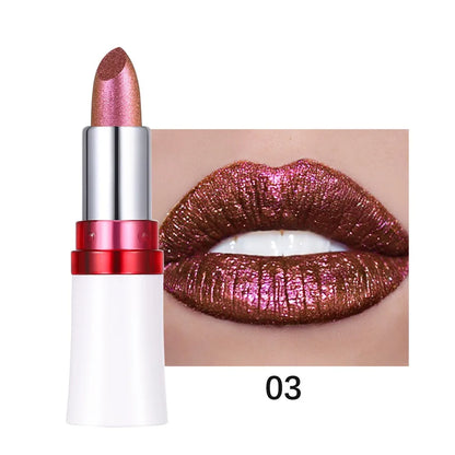 Radiation Metallic Blue Purple Chameleon Lipstick Glitter Diamond Color-Changing Green Lip Gloss Pearl Shine Charming...