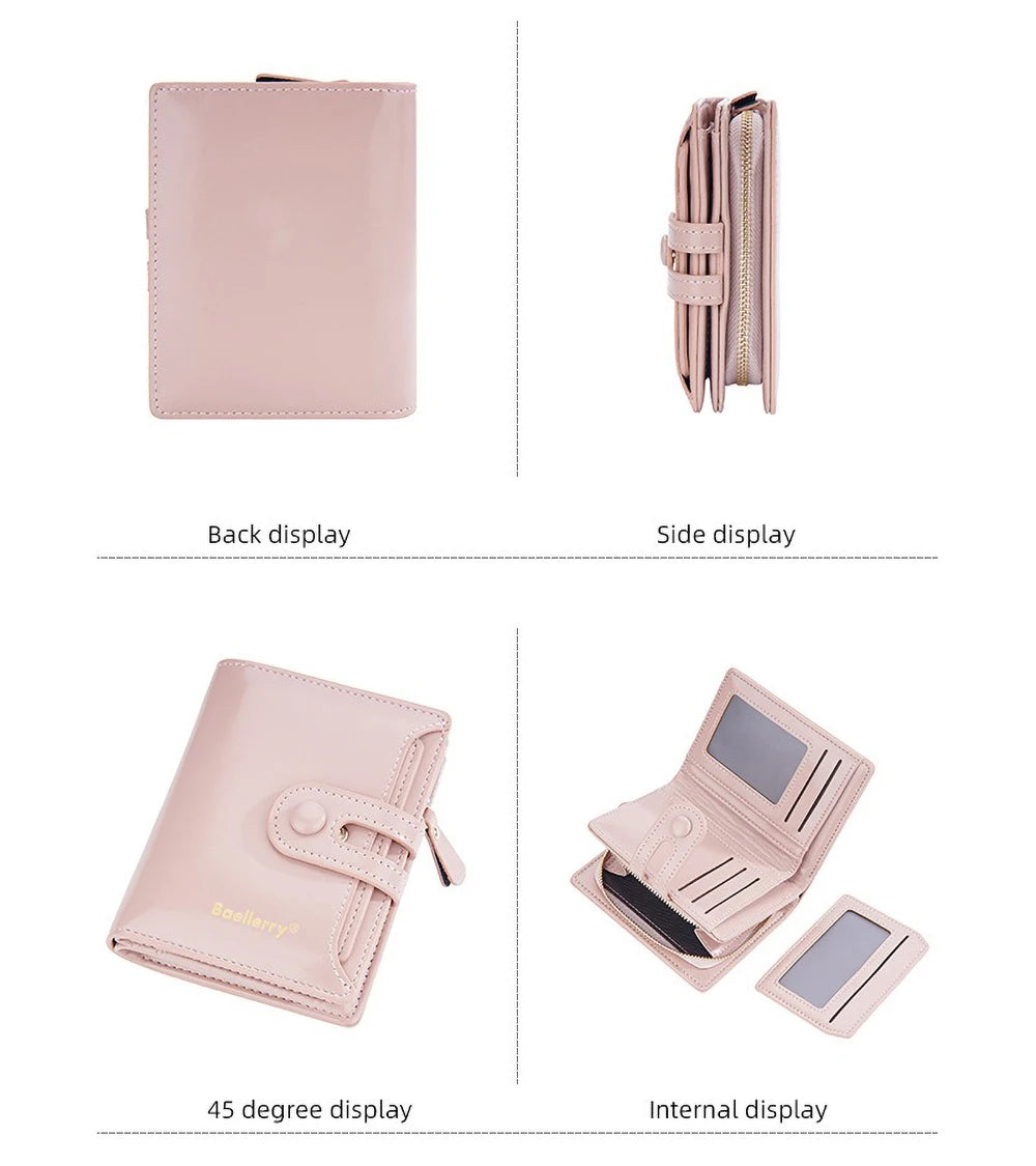 Women's Oiled Waxed Leather Wallet - Buckle Closure, Vertical Zipper Coin Pocket & 6 Card Slots (Heritage Design)