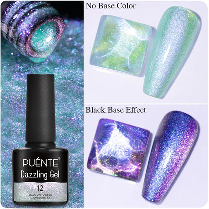 7.5ML Sparkling Reflective Glitter Gel Nail Polish Pink Purple Red Blue Colors Dark Flashing Nail Gel Soak Off UV Nail Varnish