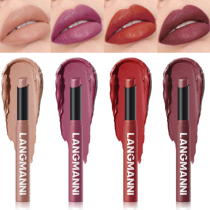 12 Color Matte Lipstick Pencil Waterproof Long Lasting Non-Stick Cup Lip Stain Tint Cosmetic Nude Lipstick Pen Makeup Maquillage