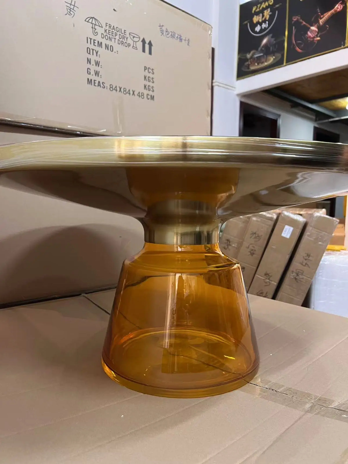 Nordic Creative Glass Round Coffee Table Combination Living Room Reception Side Table Transparent Light Luxury Coffee Tables - Kimlud