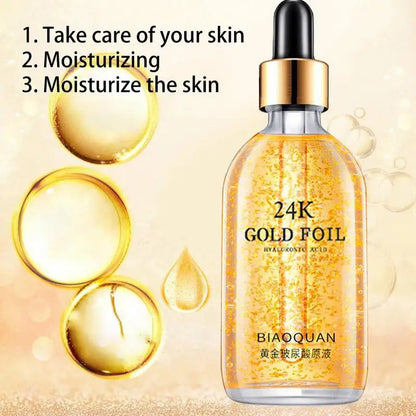 24K Gold Foil Hyaluronic Acid Essence Hyaluronic Acid Acne Serum Anti Wrinkle Moisturizing Brightening Nourishing Face...
