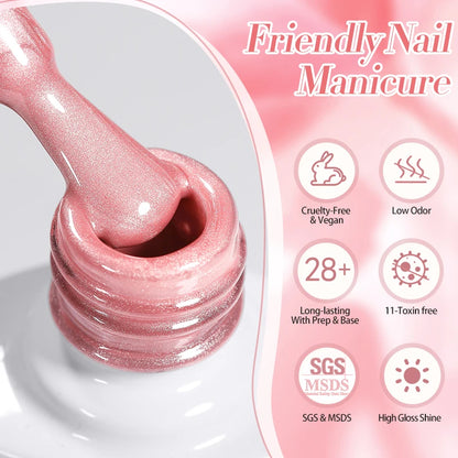 BORN PRETTY 10ml Pink Glass Bead Cat Magnetic Gel Nail Polish Spring Moonlight Jelly Crystal Semi Permanent Soak Off Manicure