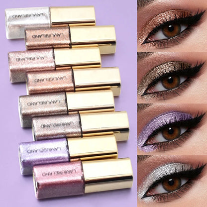 8 Colors Pearlescent Liquid Eyeshadow Fine Shimmer Highlight Glitter Eye Shadow High Shine Long-Lasting & Smudge-Proof...