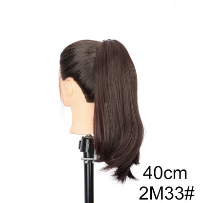 Synthetic 40cm/50cm Claw Clip Micro Curly in Ponytail Extension Long Straight Curly Black Brown Ponytail Hairpiece for...