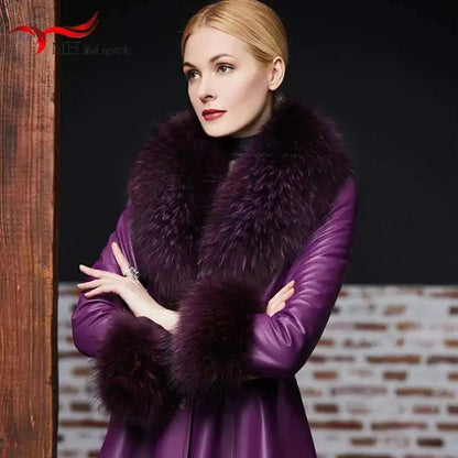 Elegant Luxury Raccoon Fur Collar Cuff Set Large Size 100% Real Fur Scarf Thick Warm Ladies Shawl Coat Collar Women Winter