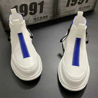 Men's Best Fashion Leather shoes Autumn New Thick-soled Lightweight High shoes High-top Trend Casual White Shoes Chelsea...