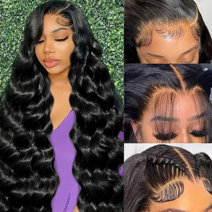 46 Inch Long Body Wave 13x6 HD Transparent Lace Frontal Wigs Brazilian Human Hair 200 Density Pre Plucked With Baby Hair Wigs - Kimlud