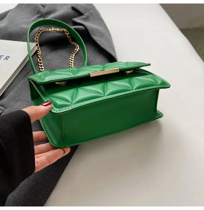 Trendy Quilted Chain Crossbody Shoulder Bag, Stylish Multi Color Small Square Purse, Chic & Perfect for Women's Everyday Use - Kimlud
