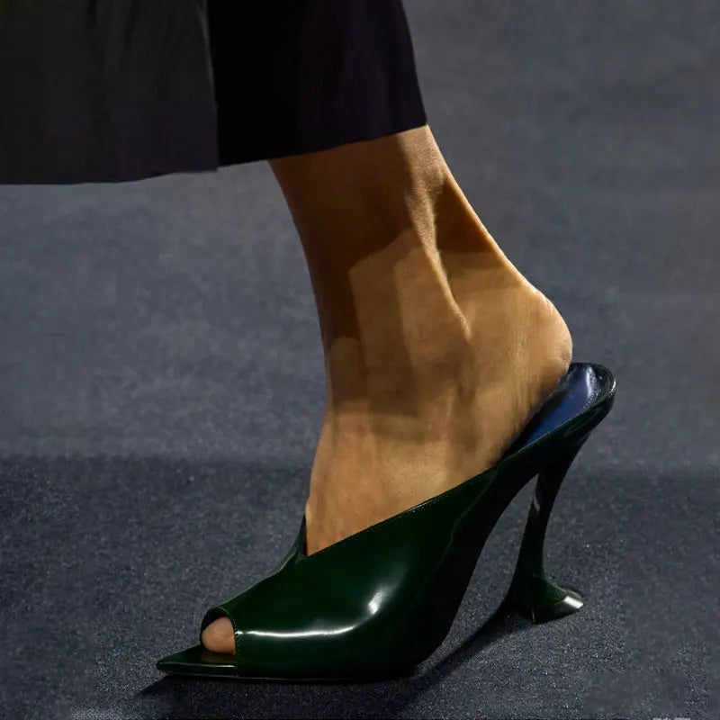 2026 Women Summer Pointed Toe Strange Heels Shoes For Woman's Peep Toe Solid Color Slip-On High Heeled Pumps Sexy Ladies Sandals - Kimlud