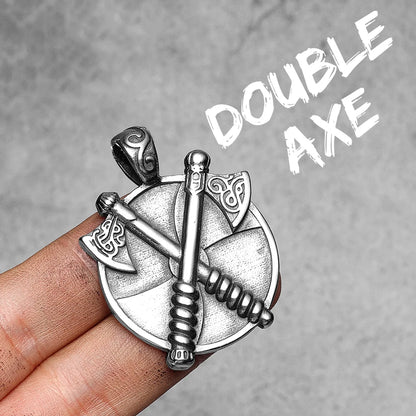 Double Axe Viking Men Necklaces With Pendant Stainless Steel Jewelry Nordic Totem For Male Women Punk Hip Hop Gifts Wholesale