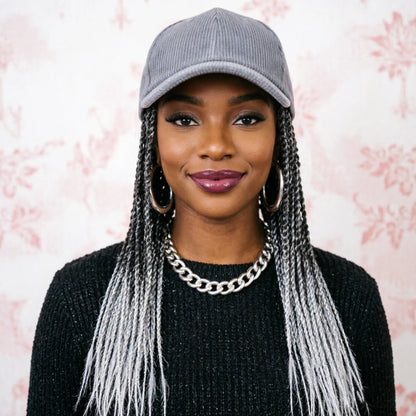 Silver Grey Snake Print Goddess Locs Cap Wig Pre-looped Faux Locs Baseball Hat Wig Braided For Black Women-Wigera |...
