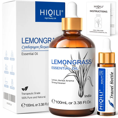 HIQILI Ylang-Ylang Essential Oil 100ML Citronella Geranium 100% Natural Tree Oil for Skin Massage Stress Relief & Aromatherapy