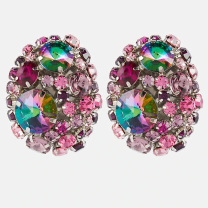 Round Crystal Ear Clip Earrings No Piercing Jewelry Free Shipping Christmas Gift Colorful Rhinestone Clip Earrings for...