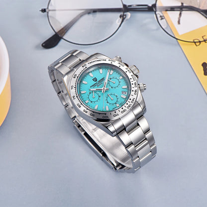 New PAGANI DESIGN Stainless Steel Bracelet Men's Quartz Watch Luxury Sapphire Glass Chronograph VK63 Men's Reloj Hombre Watch