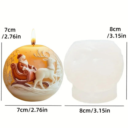 Santa Claus Sleigh Spherical Candle Silicone Mold Santa Claus Elk Scented Candle Mould Santa Claus Sleigh Resin Plaster Molds