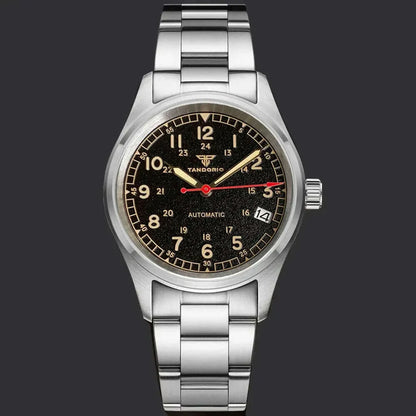 Tandorio 20ATM Waterproof Diver 36mm Field Watch Men NH35 Mechanical Movt Black White Dial Luminous Sapphire Glass 3.8 Auto Date