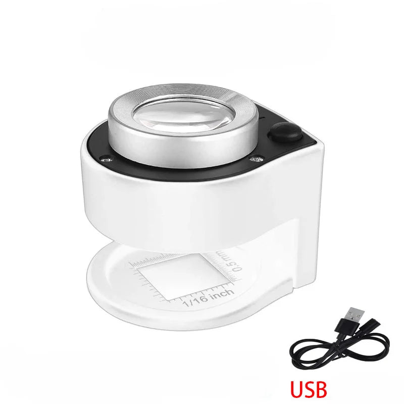 60x magnifying glass USB rechargeable Magnifier Glass Optical Glass Lens Loupe with 6 LED UV lights for  Coin Stamps Jewelry