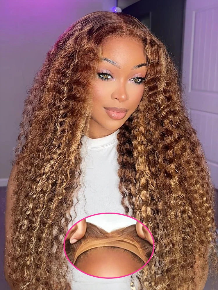 Vietnamese Curly Wigs Highlight Ombre Wear and Go Glueless Wig Human Hair Deep Wave Frontal Wigs 13x4 13x6 HD Lace Frontal Wigs