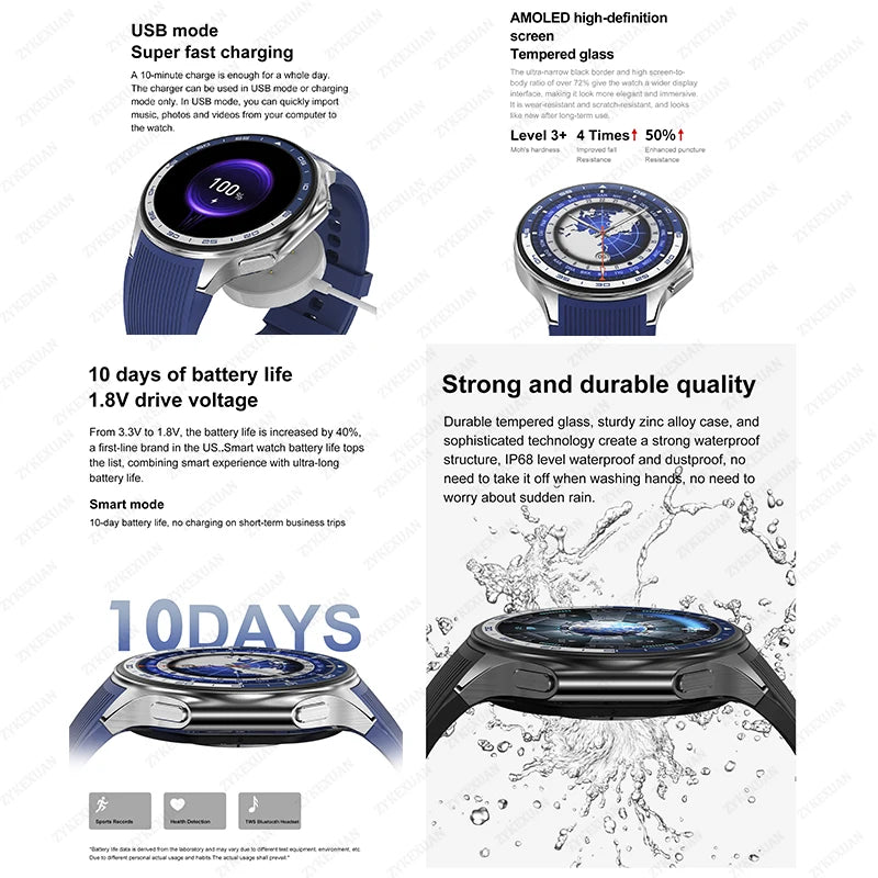 For OPPO Watch X High-End Business Watch Men 32Gb Memory Video Playback Smart Watch Sports Fitness Waterproof Bracelet 2025 New