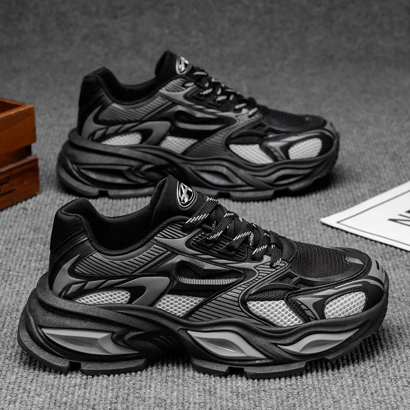 Chunky Sneaker Men Original Designer Breathable Sport Shoes Fashion Casual Leather Fabric Height Increased Platform Tennis Shoes