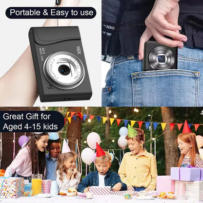 4K Digital Camera 24 Million Pixels Children Camcorder 16x Zoom Compact Cameras Auto Focus for Kids Adult Beginners Photograph - Kimlud