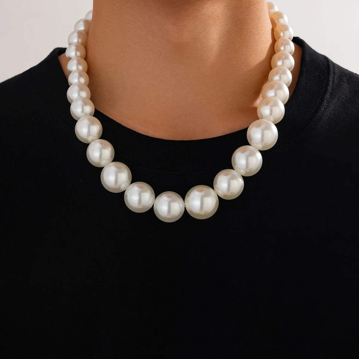 Ingemark 3 Styles Creative Big Imitation Pearl Beads Chain Necklace for Men Hip Hop Jesus Cross Pendant Choker Male Jewelry Gift