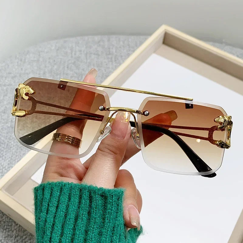 Luxury Rimless Square Sunglasses Men Women Fashion Brand Designer Vintage Sun Glasses Male Female Fashion Retro Oculos...