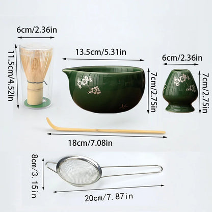 2pc/4pcs/5pcs Matcha Whisk Set - Matcha Bowl and Bamboo Matcha Whisk, Tea Strainer, Scoop, Spoon, Sifter, Whisk Holder