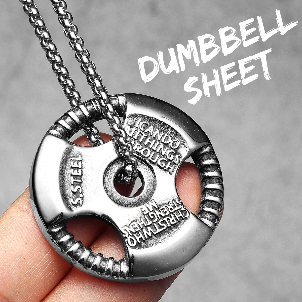 Dumbbell Pads Men Necklace With Pendant Fitness Gym Stainless Steel Jewelry Punk HipHop New In for Male Women Gifts Wholesale
