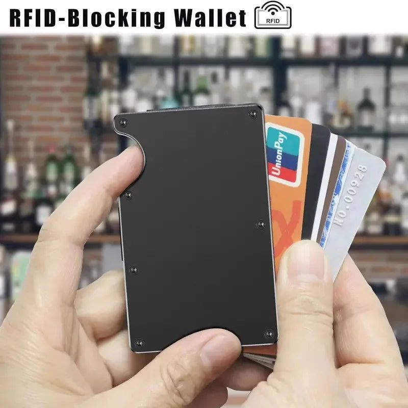 New Slim Pop-Up RFID Protection Card Holder Men Women Aluminum Wallet Elasticity Back Pouch ID Credit Case Unisex Travel Purse